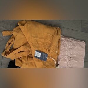 Stylish Clothing Bundle in Mustard, Pink kimono.